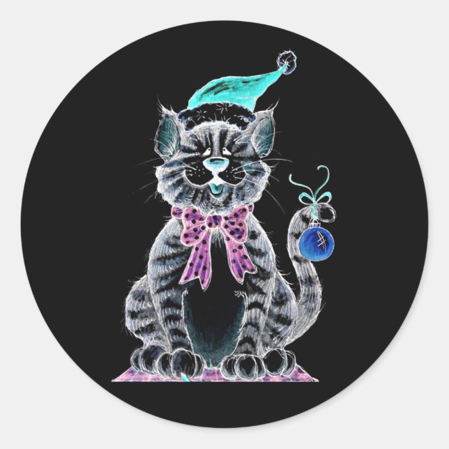 ADESIVO REDONDO MALDITO **MERRÍCULA NATAL** COM KITTEN (Frente)