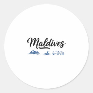 Adesivo Redondo Maldivas Paisagem Viagens Roupas de Férias
