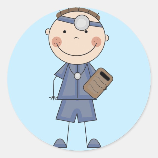 Adesivo Redondo Male Doctor T-shirts e presentes (Frente)