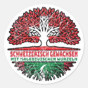 Adesivo Redondo Malediven Maledivisch Schweizer Schweiz Baum
