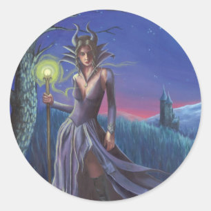 Adesivo Redondo Maleficente Sticker Maleficent Art Fairy Art
