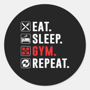 Adesivo Redondo Malhação Bodybuilding Comer Gym Repetir Engraçado