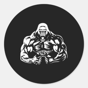 Adesivo Redondo Malhação de Gorila de Roupa de Gorila de Vegan