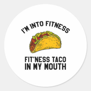 Adesivo Redondo Malhação Taco Funny Gym Mexicano Para Taco Lover