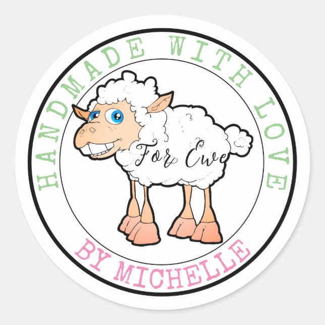 Adesivo Redondo Malhas feitas com palitos de ovelha (Frente)