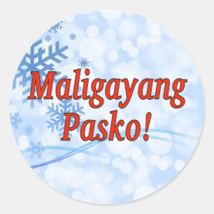 Adesivo Redondo Maligayang Pasko! Feliz Natal no Tagalog rf
