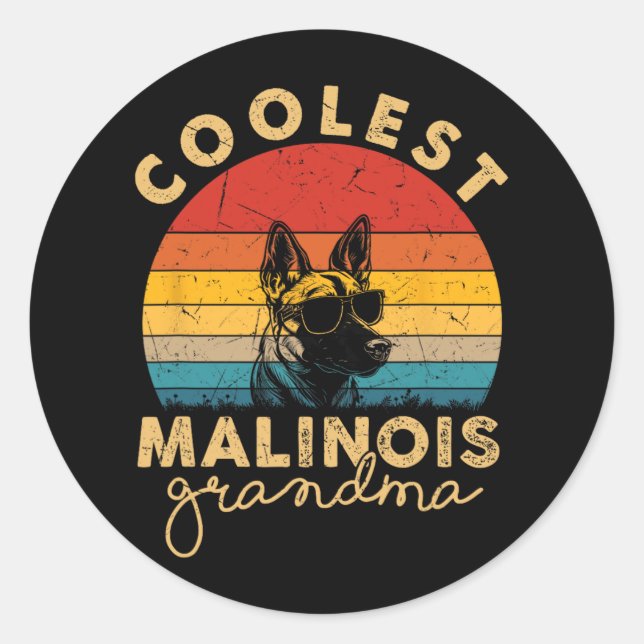 Adesivo Redondo Malinois Vovó Mais Legal Oferece Para Mulheres Cac (Frente)