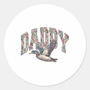 Adesivo Redondo Mallard Duck Hunting Pai Retro Camouflage Pai Fa