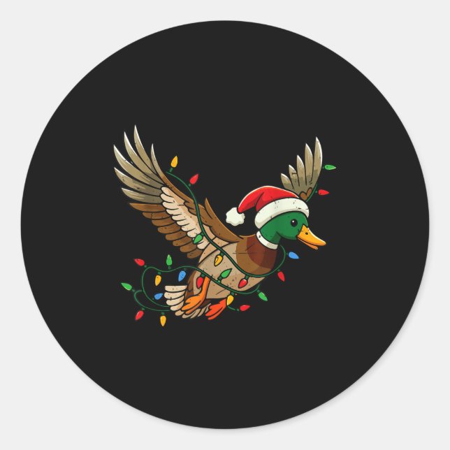 Adesivo Redondo Mallard Duck Light Christmas Hunting Pajama Toddle (Frente)