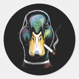 Adesivo Redondo Mallard Smoking Cigarette Meme Funny Mallard Duck