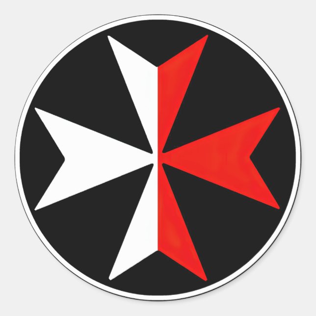 Adesivo Redondo Malta Knights Cross Sticker White e Red Maltês (Frente)