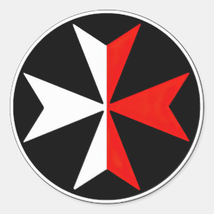 Adesivo Redondo Malta Knights Cross Sticker White e Red Maltês