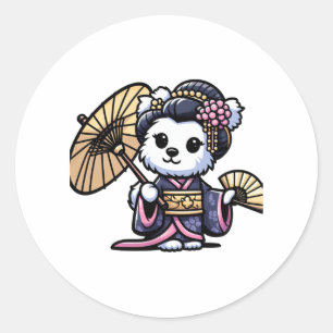 Adesivo Redondo Maltês Cog Kimono
