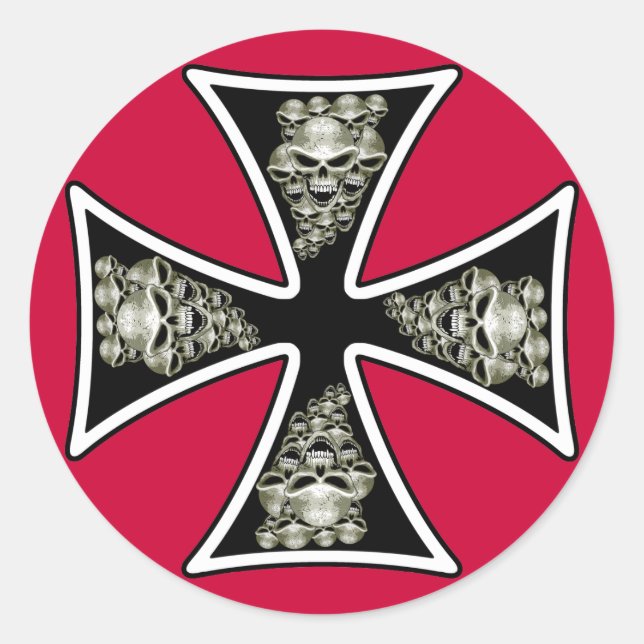 Adesivo Redondo Maltês Skulls Sticker (Frente)