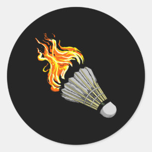 Adesivo Redondo Malvado Badminton Flame Shuttle Art Sports