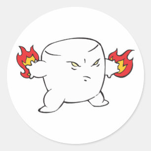 Adesivo Redondo malvado marshmallow torrado engraçado