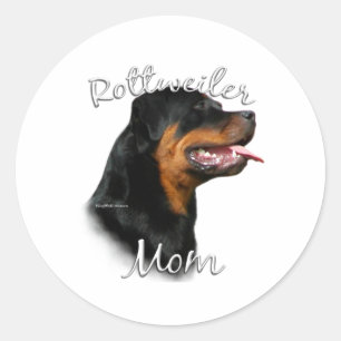 Adesivo Redondo Mamã 2 de Rottweiler