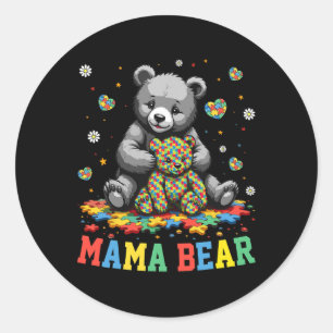 Adesivo Redondo Mama Bear Autismo Mamãe Avó Autismo Sensibilização