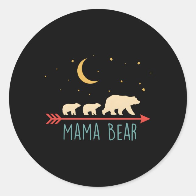 Adesivo Redondo Mama Bear Com 2 Cubos Estilo (Frente)