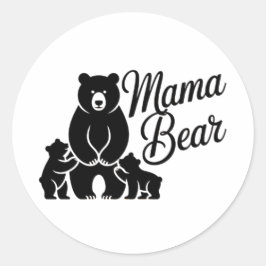 Adesivo Redondo Mama Bear with Cubs Cute Family Bear