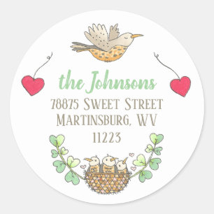 Adesivo Redondo Mama Bird Return Address