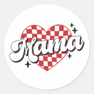 Adesivo Redondo Mama Checkered Heart