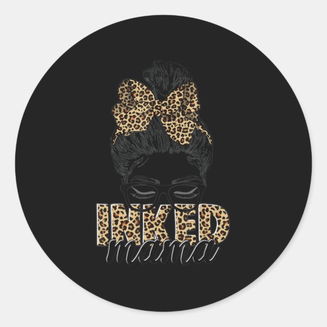 Adesivo Redondo Mama Chupada Mamãe Mãe Vida Leopardo Tatuada Mãe (Frente)