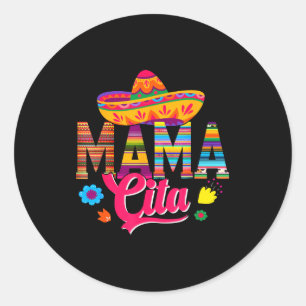 Adesivo Redondo Mama cita cinco de maio chapéu mexicano família