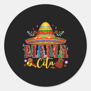 Adesivo Redondo Mama cita cinco de maio chapéu mexicano família