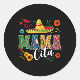 Adesivo Redondo Mama Cita Cinco De Mayo Sombrero Mexicano De Guita