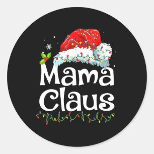 Adesivo Redondo Mama Claus Pijama de Natal Família Combinando Xmas