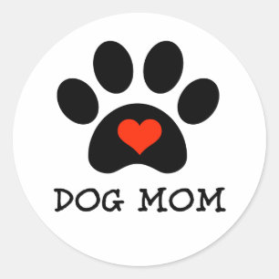 Adesivo Redondo Mamã do cão de Pawprint