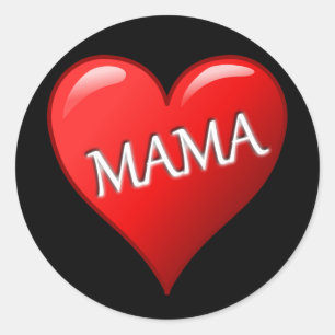 Adesivo Redondo Mama Heart com fundo preto