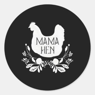 Adesivo Redondo Mama Hen Chicken Mãe Fazenda