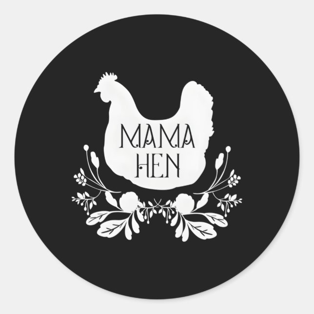 Adesivo Redondo Mama Hen Chicken Mãe Fazenda (Frente)