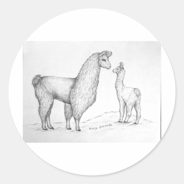 Adesivo Redondo Mama Lama e Cria (Frente)