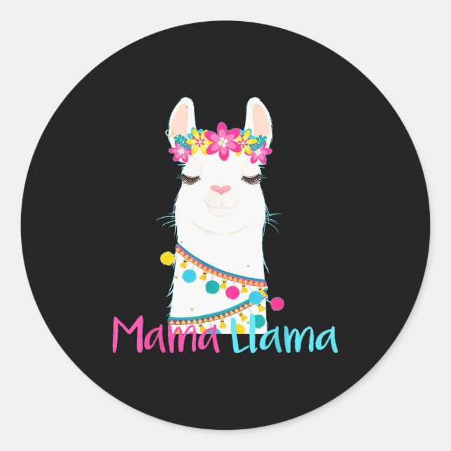Adesivo Redondo Mama Llama Funny Mother's Day Shirt For Women Mom  (Frente)