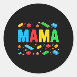 Adesivo Redondo Mama Master Builder Building Bricks Engraçado M
