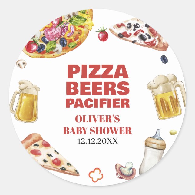Adesivo Redondo Mama Mia Pizza Beer Pacifier (Frente)