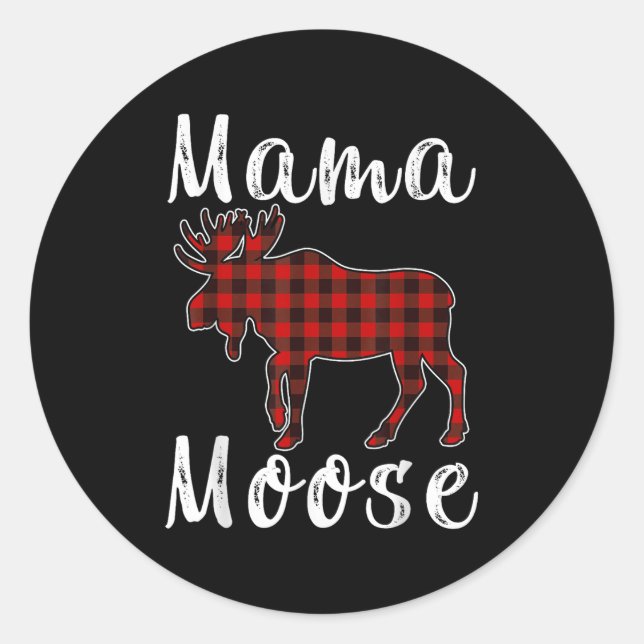 Adesivo Redondo Mama Moose Family Christmas Pajama Red&amp; Black  (Frente)