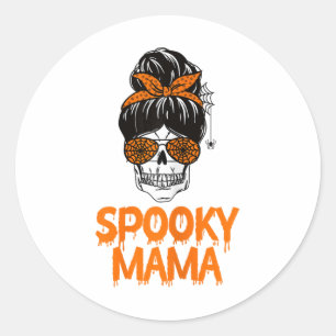 Adesivo Redondo Mama Preguiçosa de Halloween Caveira Mensagem