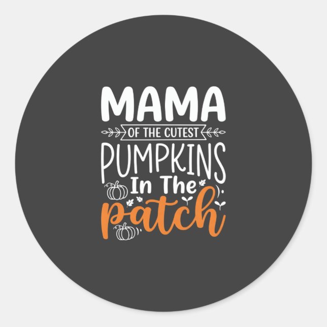 Adesivo Redondo Mama Pumpkins Patch Design de Halloween_1 (Frente)