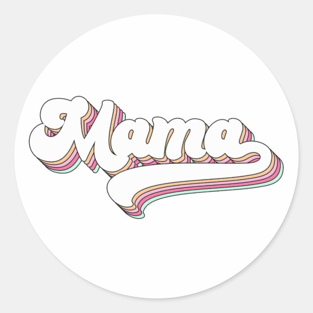 Adesivo Redondo Mama Retrô (Frente)