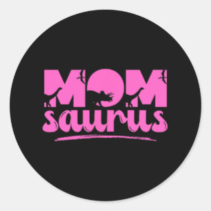 Adesivo Redondo Mama Saurus T-rex Dinossaur Mãe Mães Surus