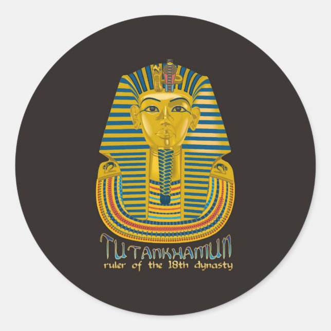 Adesivo Redondo Mamã Tutankhamun, o antigo Rei Tut do Egito (Frente)