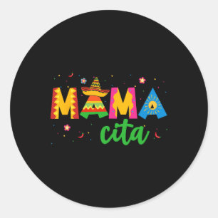 Adesivo Redondo Mamacita Cinco De Mayo Sombrero Mulheres Mãe Mot