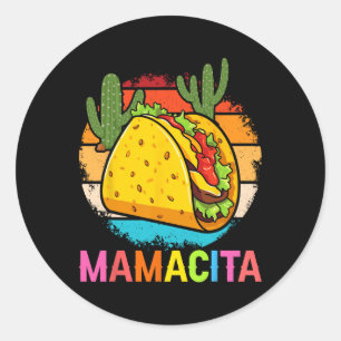 Adesivo Redondo Mamacita Funny Taco Cactus Cinco De Mayo Festa Ou