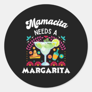 Adesivo Redondo Mamacita Precisa De Uma Margarida - Cinco De Maio