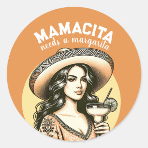 Adesivo Redondo Mamacita Precisa de Uma Margarida Vintage