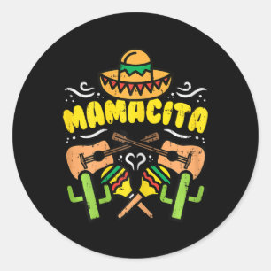Adesivo Redondo Mamacita Sombrero Cinco De Mayo Festa Mexicano Hom